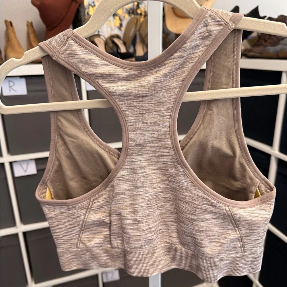 Avia Heathered Tan Zip-Front Sports Bra - Picture 3 of 6